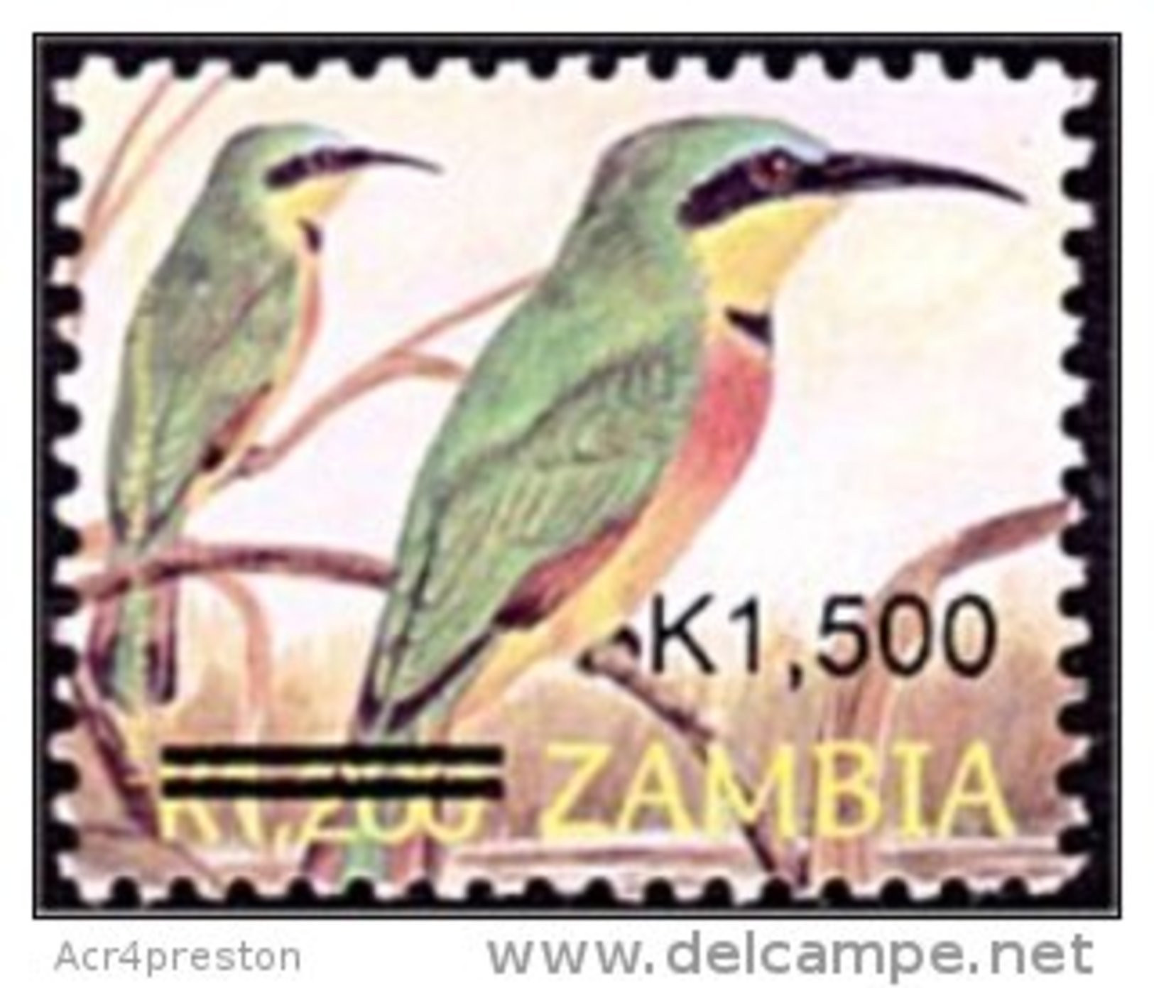 Zm1025 Zambia 2007, SG1025, K1,500 Surcharge On K1,200 Small Format Birds - Zambie (1965-...)