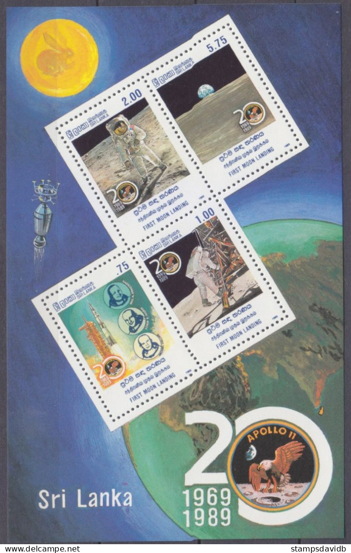 1989 Sri Lanka 884-887/B40 20 Years Of Apollo 11 Moon Landing - Asie