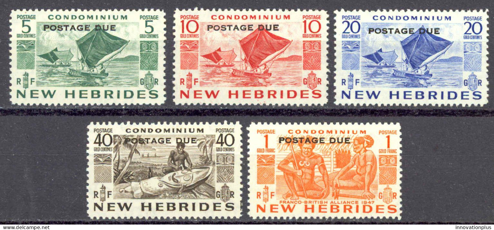 New Hebrides, British Sc# J11-J15 MH 1953 Overprint Postage Due - Timbres-taxe