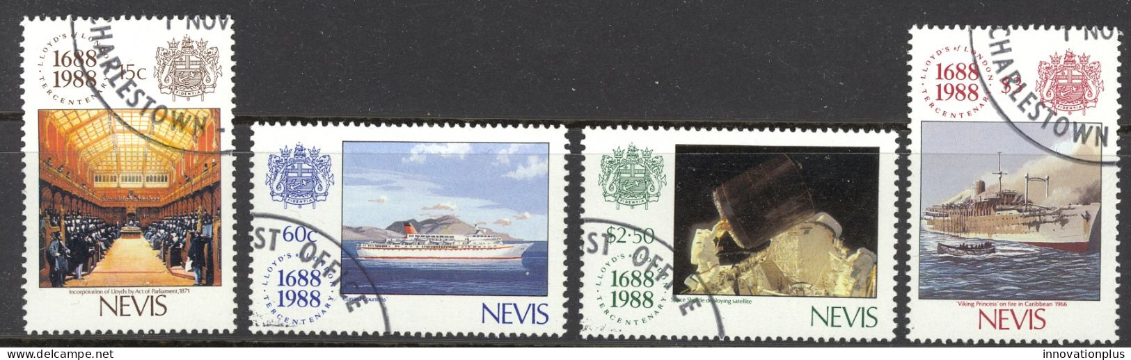 Nevis Sc# 571-574 SG# 508/11 Used 1988 Lloyds Of London - St.Kitts And Nevis ( 1983-...)