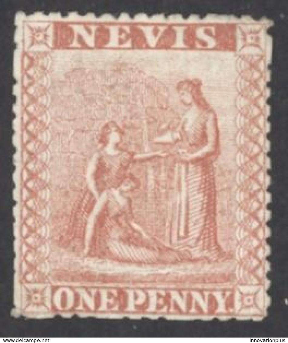 Nevis Sc# 14 Used (a) 1876 1p Rose Medicinal Spring - St.Christopher-Nevis-Anguilla (...-1980)