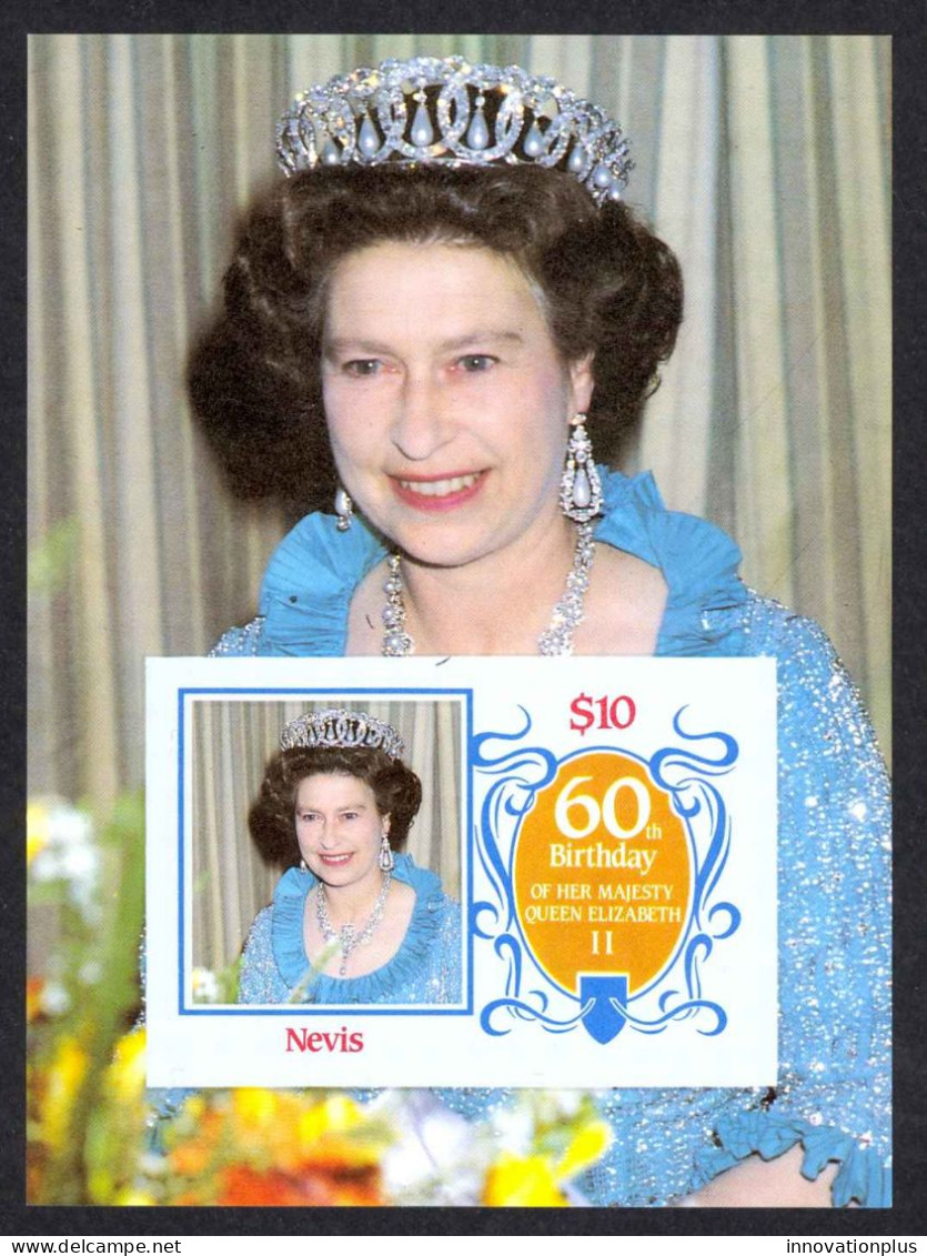 Nevis Sc# 476 Souvenir Sheet MNH IMPERF 1986 $10 Queen Elizabeth II 60th - St.Kitts And Nevis ( 1983-...)