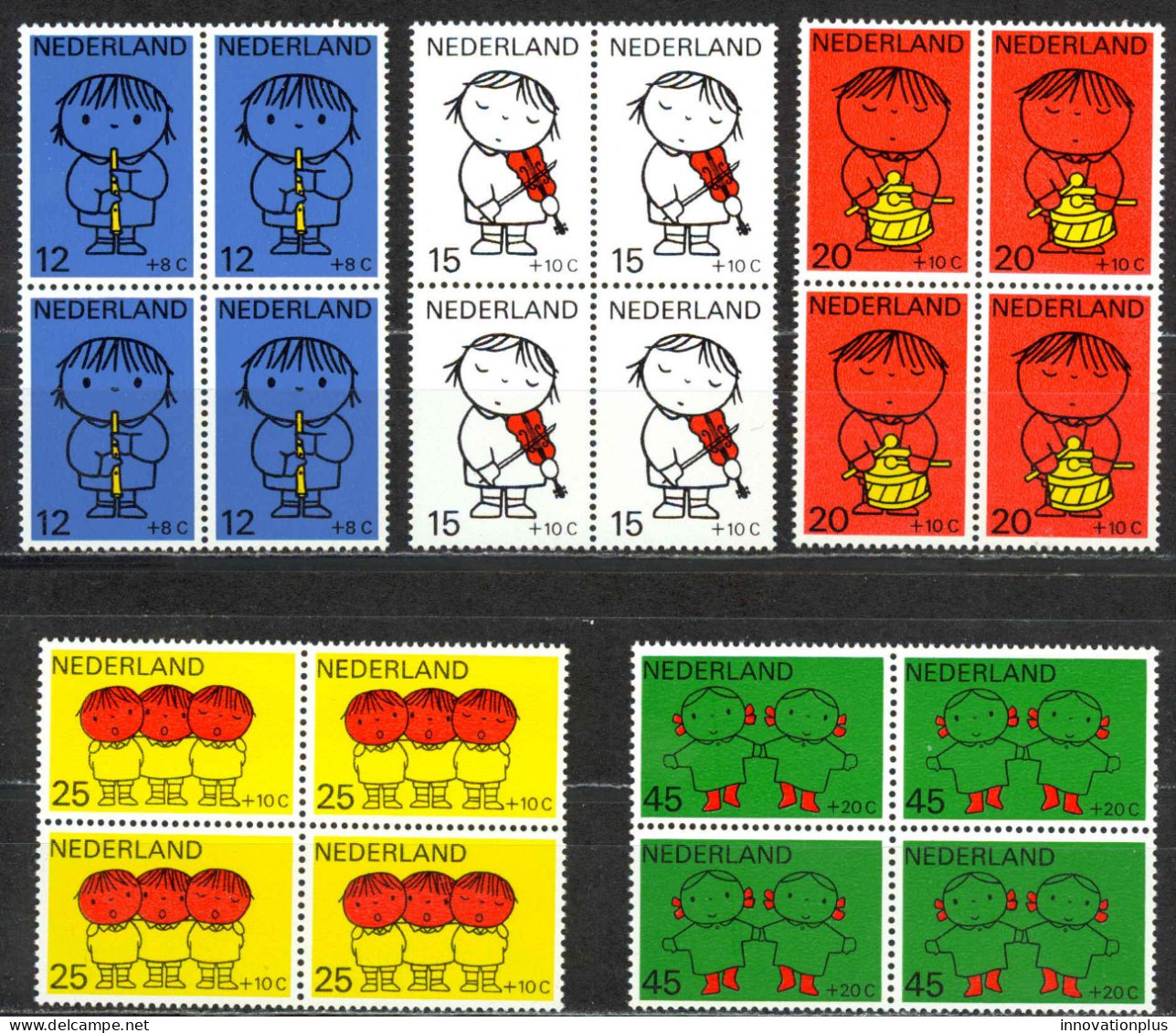 Netherlands Sc# B452-B456 MNH Block/4 1969 Children And Music - Ongebruikt