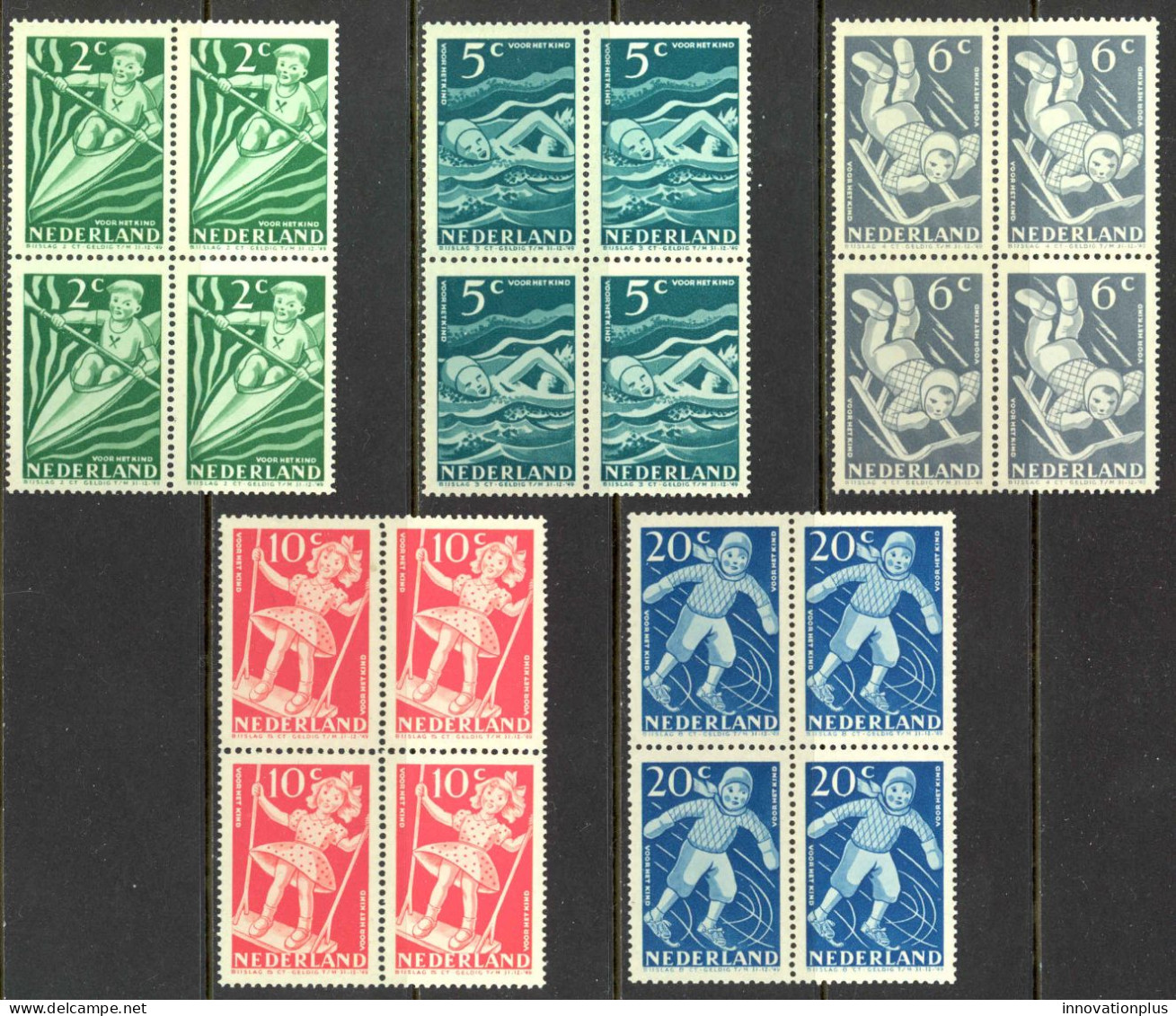 Netherlands Sc# B189-B193 MNH Block/4 1948 Child Welfare - Ongebruikt