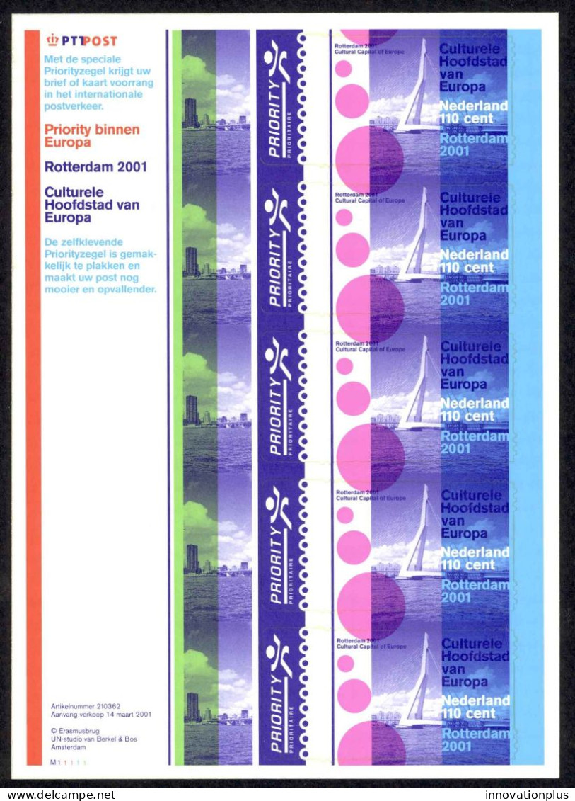 Netherlands Sc# 1066 MNH Pane/5 2001 Europa - Ungebraucht