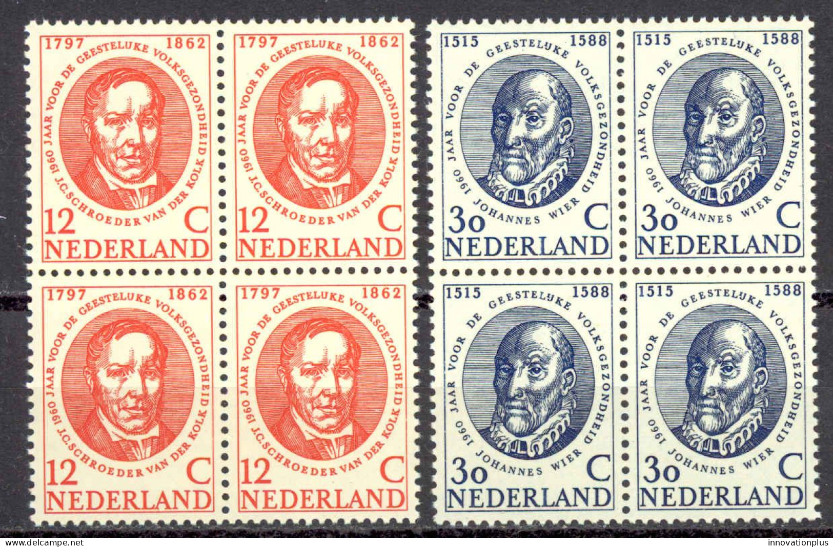 Netherlands Sc# 383-384 MNH Block/4 1960 Admiral M.A. Ruyter - Unused Stamps