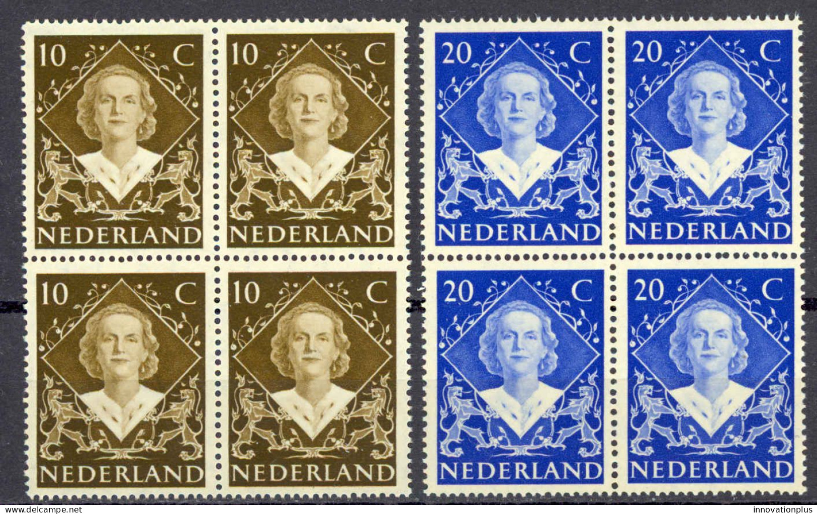 Netherlands Sc# 304-305 MNH Block/4 1948 Queen Juliana - Ungebraucht