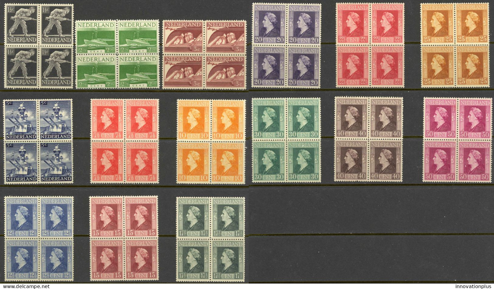 Netherlands Sc# 262-276 MNH Block/4 1944-1946 Definitive - Neufs