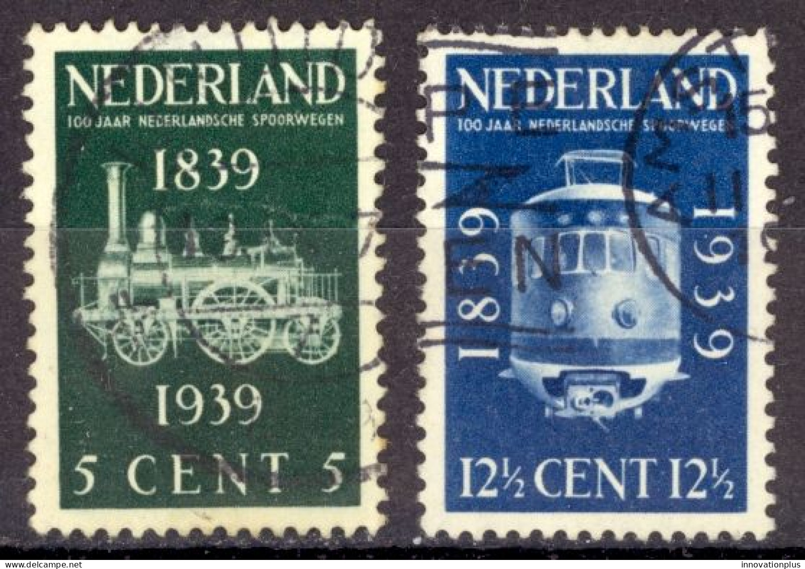 Netherlands Sc# 214-215 Used 1939 Railroads - Gebruikt