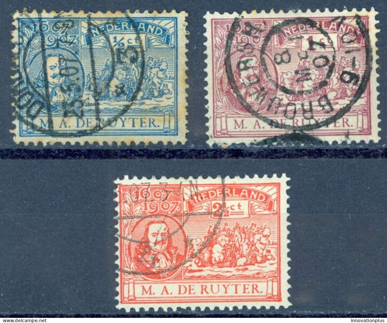 Netherlands Sc# 87-89 Used 1907 De Ruyter - Used Stamps