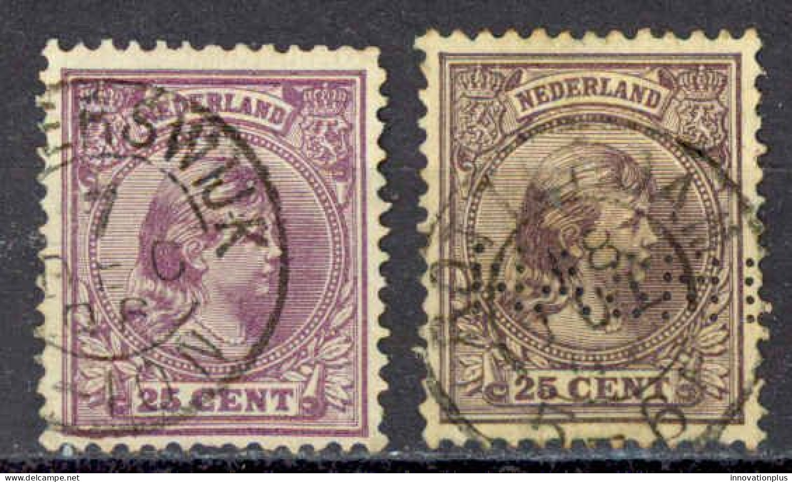 Netherlands Sc# 48-48a Used 1891-1894 25c Dull & Dark Violet King William III - Usati