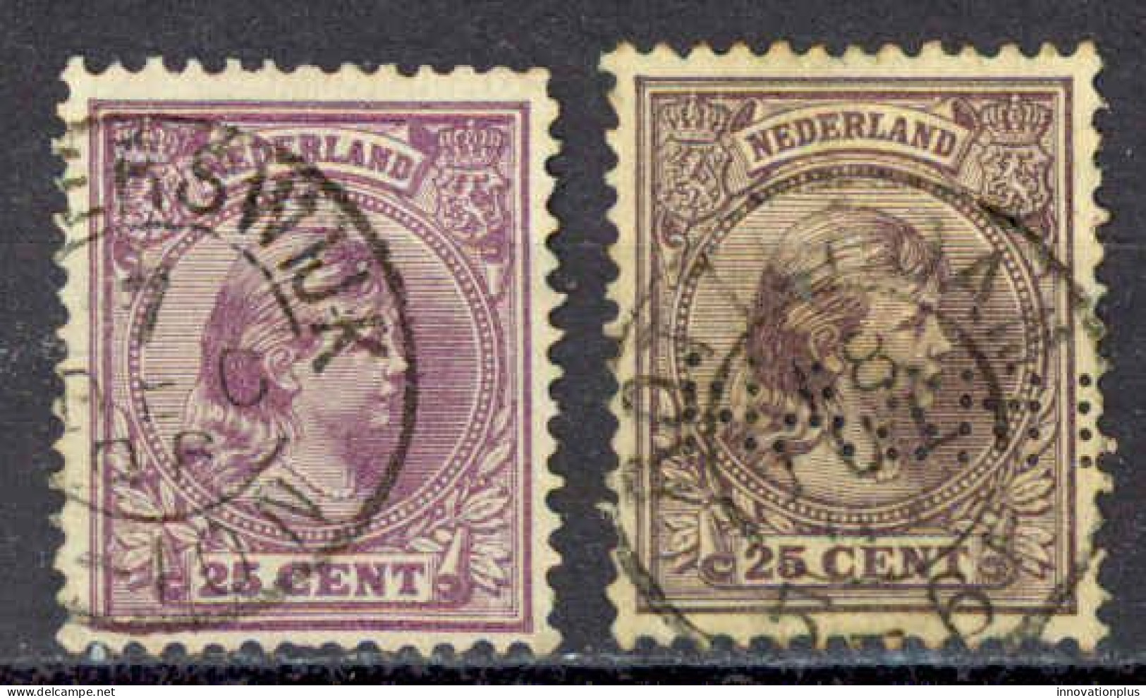 Netherlands Sc# 48-48a Used 1891-1894 25c Dull & Dark Violet King William III - Usados