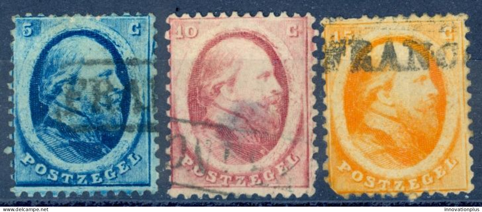 Netherlands Sc# 4-6 Used 1864 5c-15c King William III - Gebruikt