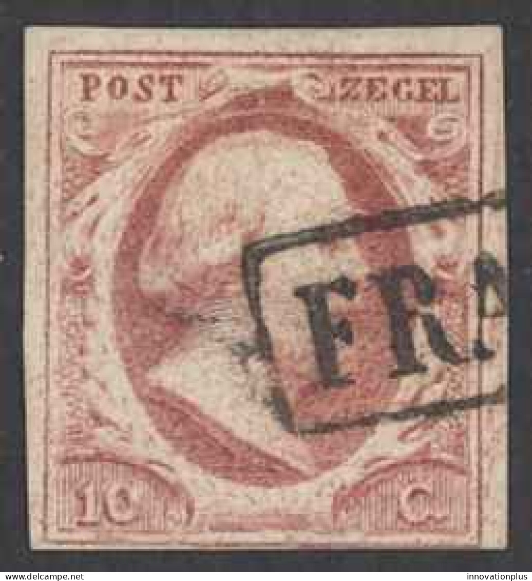 Netherlands Sc# 2 Used (a) 1852 10c King William III - Gebruikt