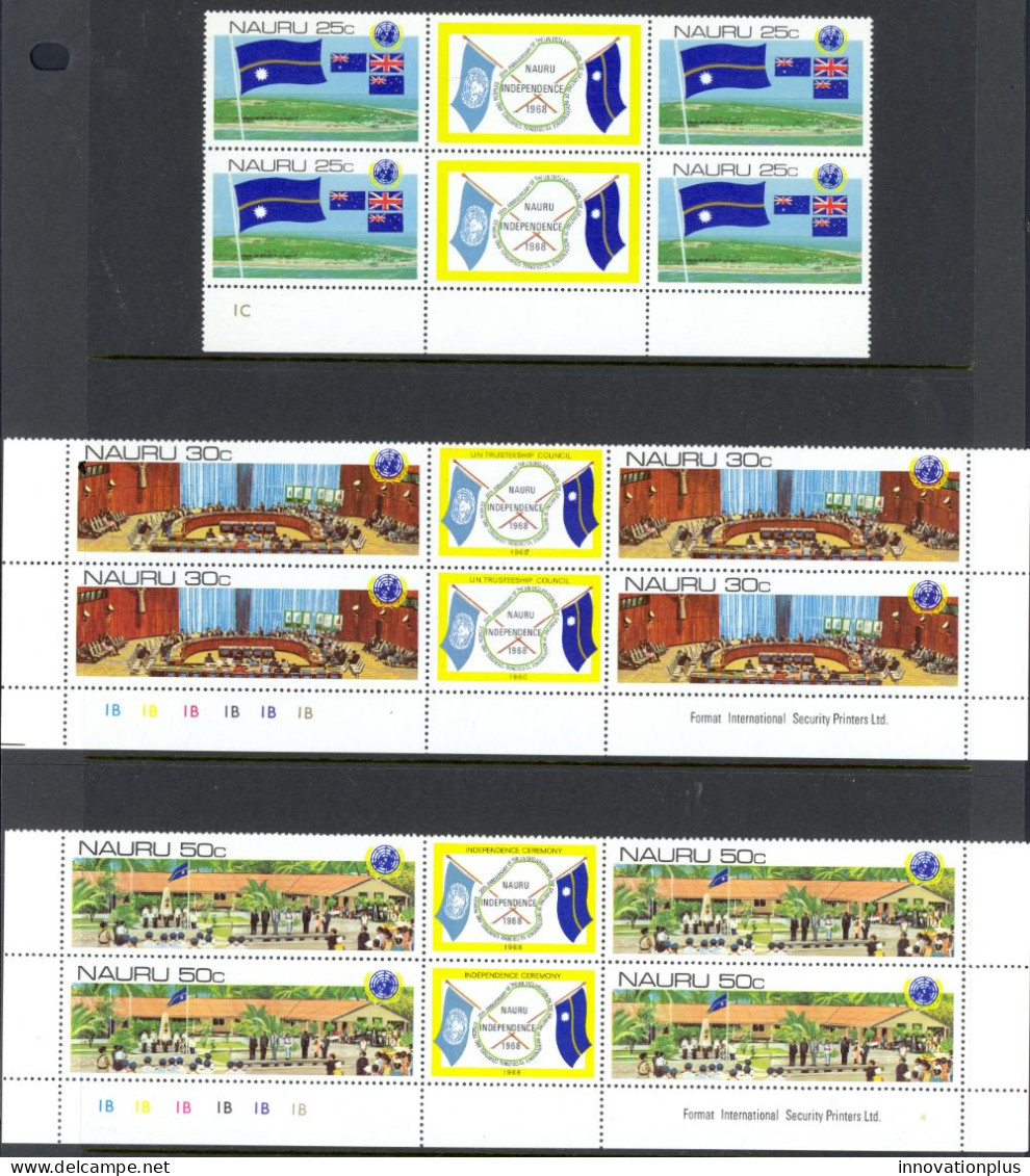 Nauru Sc# 221-223 SG# 232/4 MNH Block/4 (w/labels) 1980-1981 UN De-colonization - Nauru