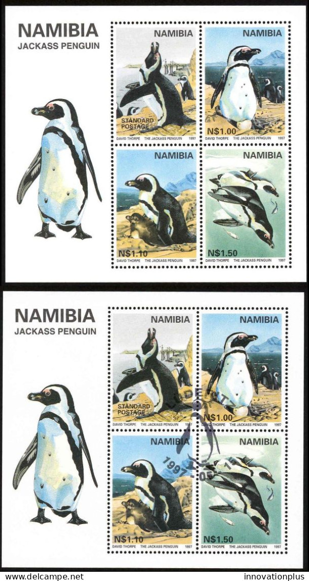 Namibia Sc# 824A Mixed Lot/2 MNH & FD Cxl (Souvenir Sheet) 1997 Jackass Penguins - Namibie (1990- ...)