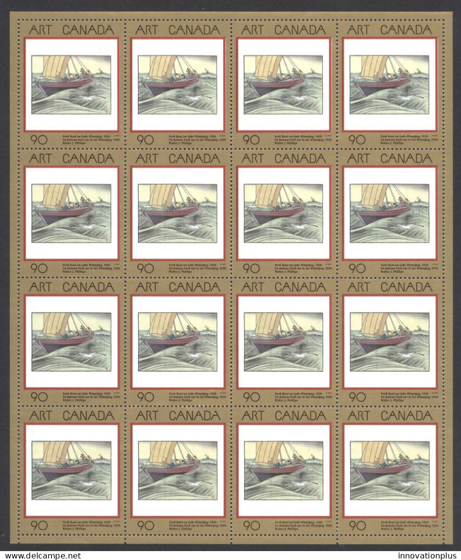 Canada Sc# 1635 MNH Pane/16 (field Issue) 1997 90c York Boat On Lake Winnipeg - Ongebruikt