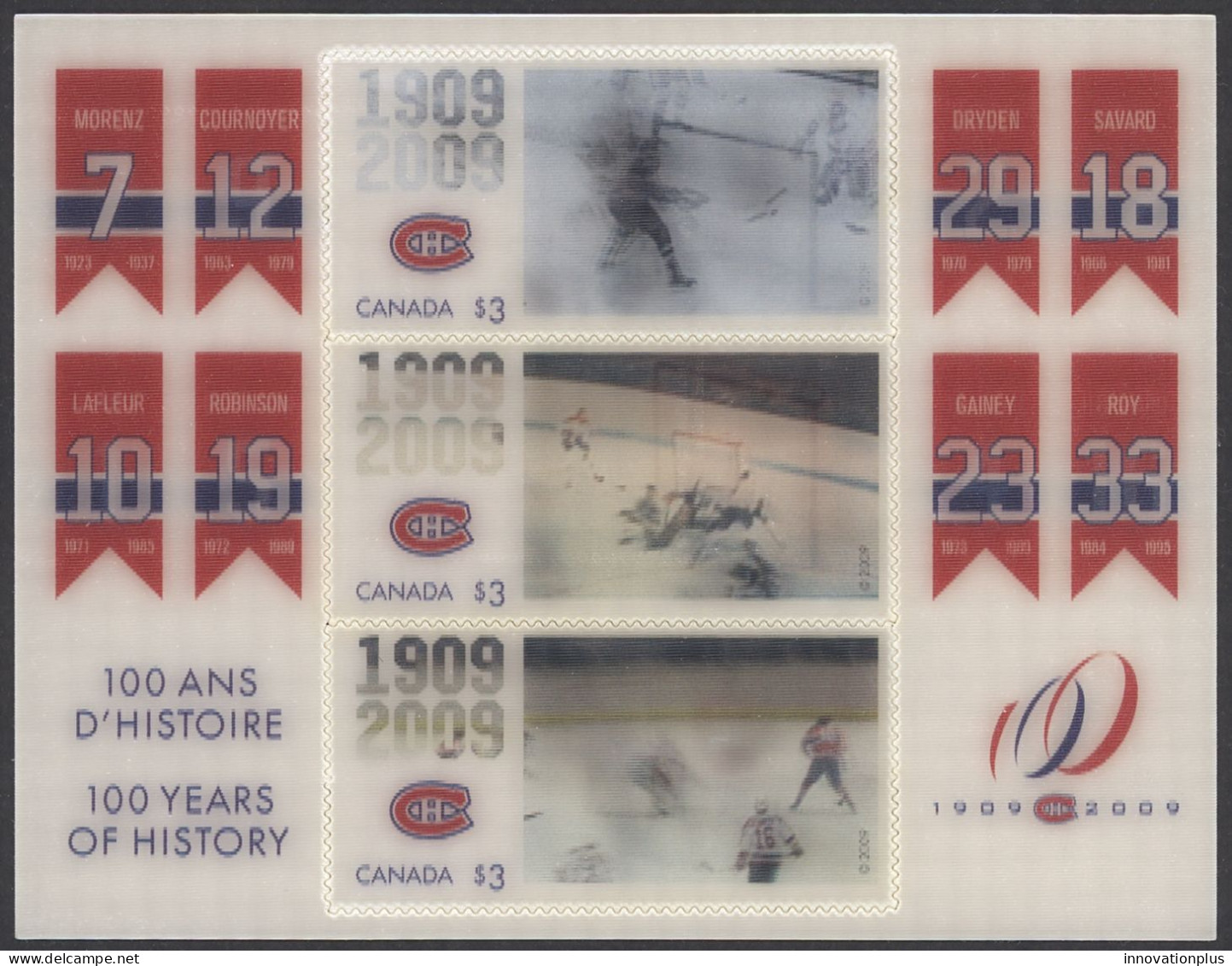 Canada Sc# 2340 MNH Souvenir Sheet 2009 $3 Montreal Canadiens 100th - Nuevos