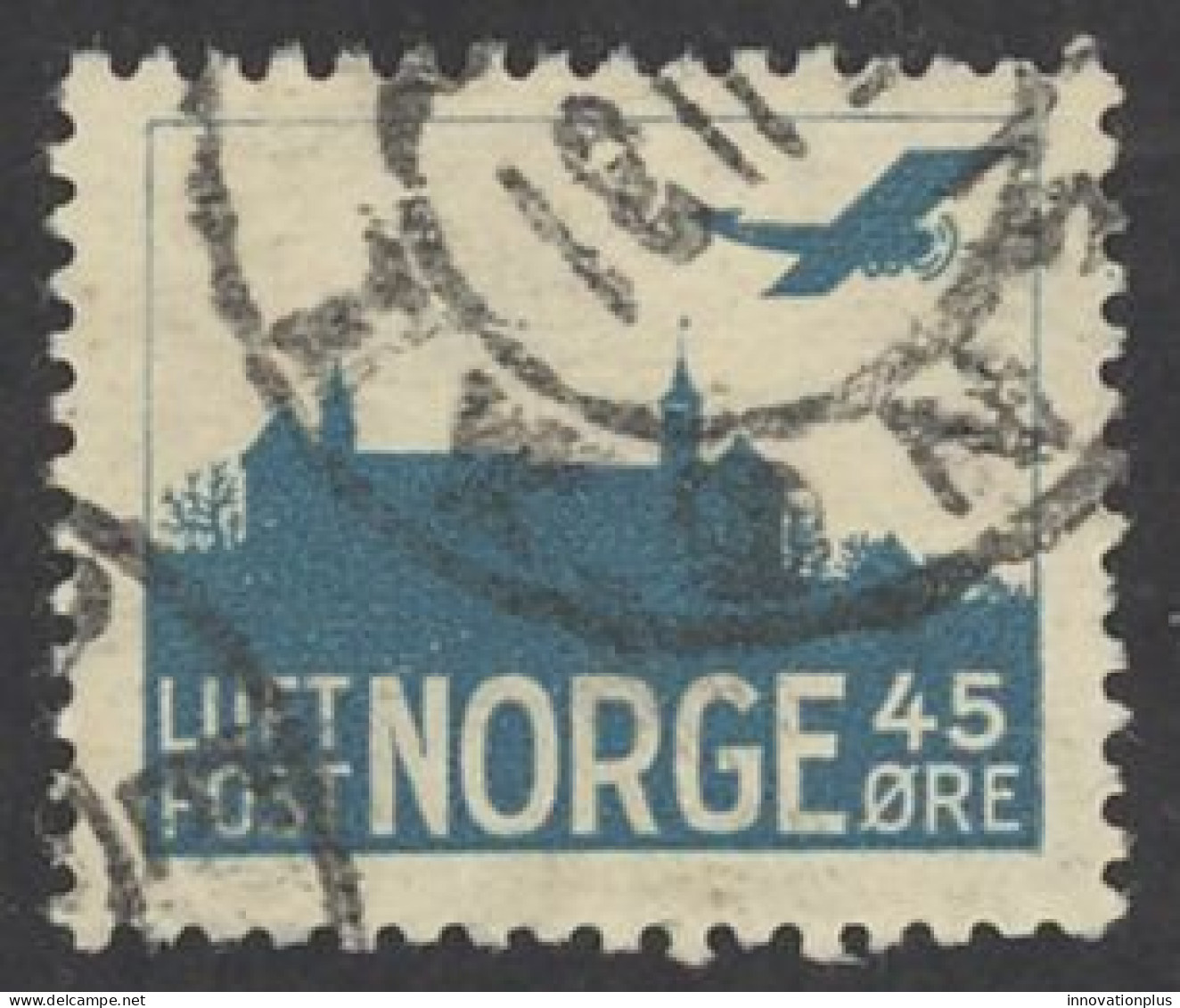 Norway Sc# C1 Used (b) 1934 45o Airplane Over Akershus Castle - Used Stamps