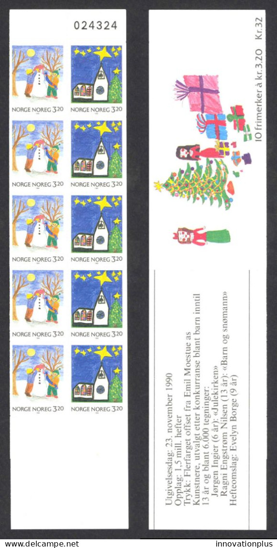 Norway Sc# 987a MNH Complete Booklet 1990 Christmas - Neufs