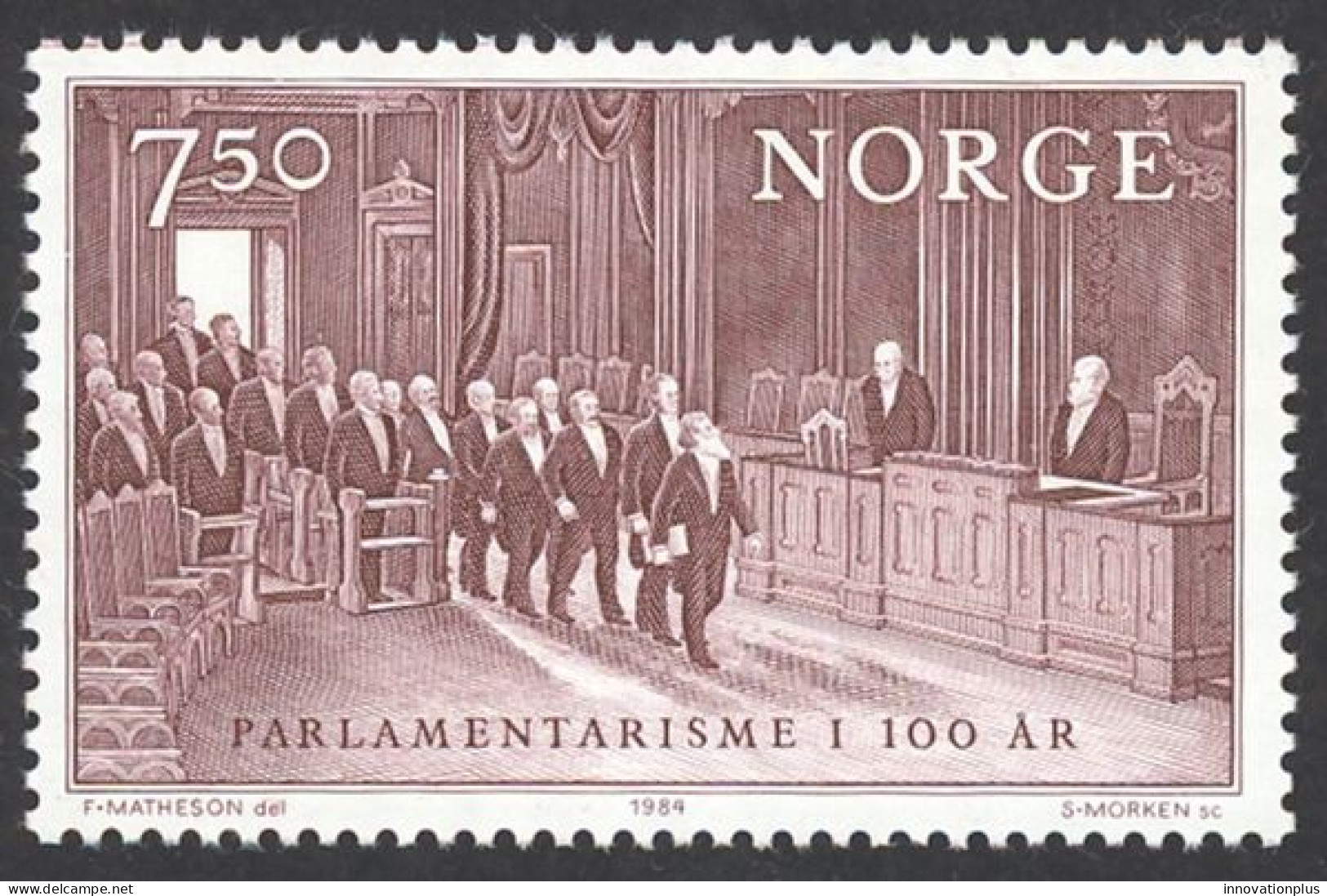 Norway Sc# 854 MNH 1984 7.50k Parliament 100th - Unused Stamps