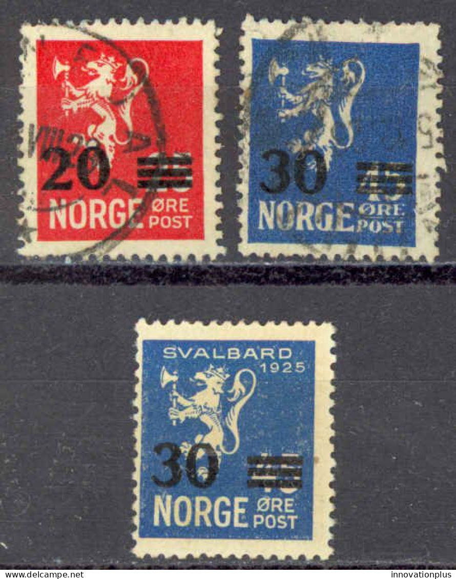 Norway Sc# 129-131 Used 1927-1928 Surcharged Lion Rampant - Usati