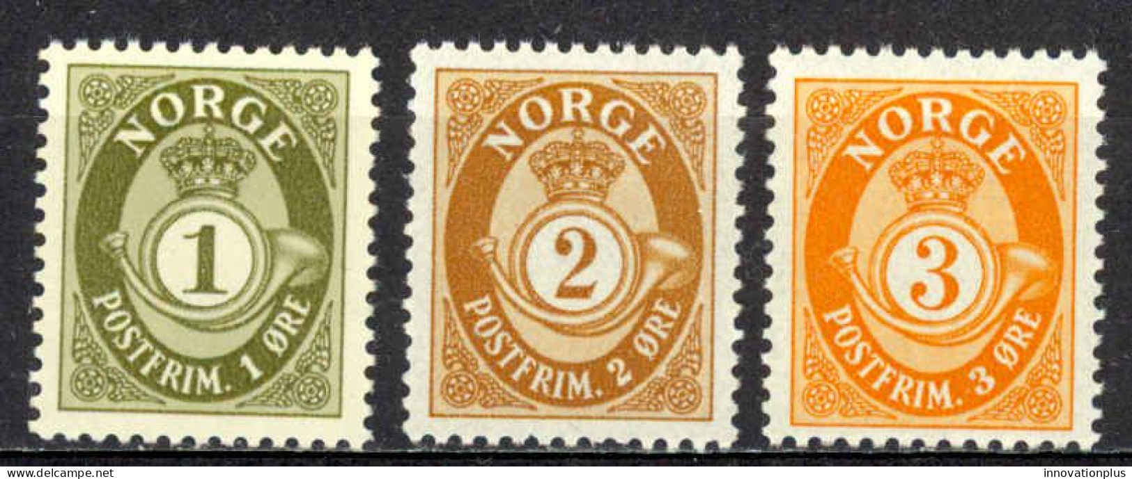 Norway Sc# 74-76 MNH 1910-1929 1o-3o Post Horn & Crown - Unused Stamps