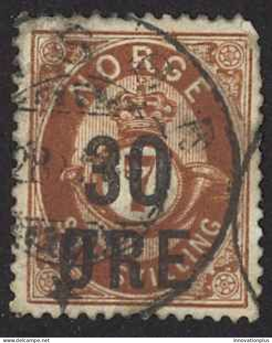 Norway Sc# 63 Used (30o On 7s) 1906 Red Brown Post Horn And Crown - Usados
