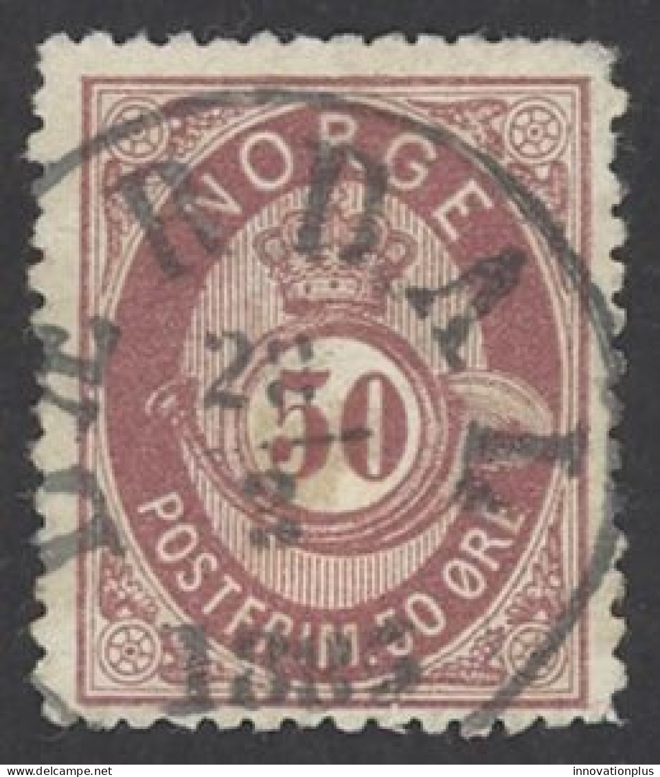 Norway Sc# 30 Used 1877-1878 50o Post Horn & Crown - Used Stamps