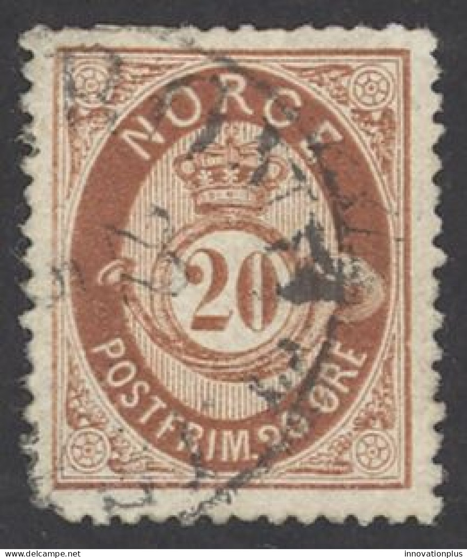 Norway Sc# 27 Used (a) 1877-1878 20o Post Horn & Crown - Used Stamps