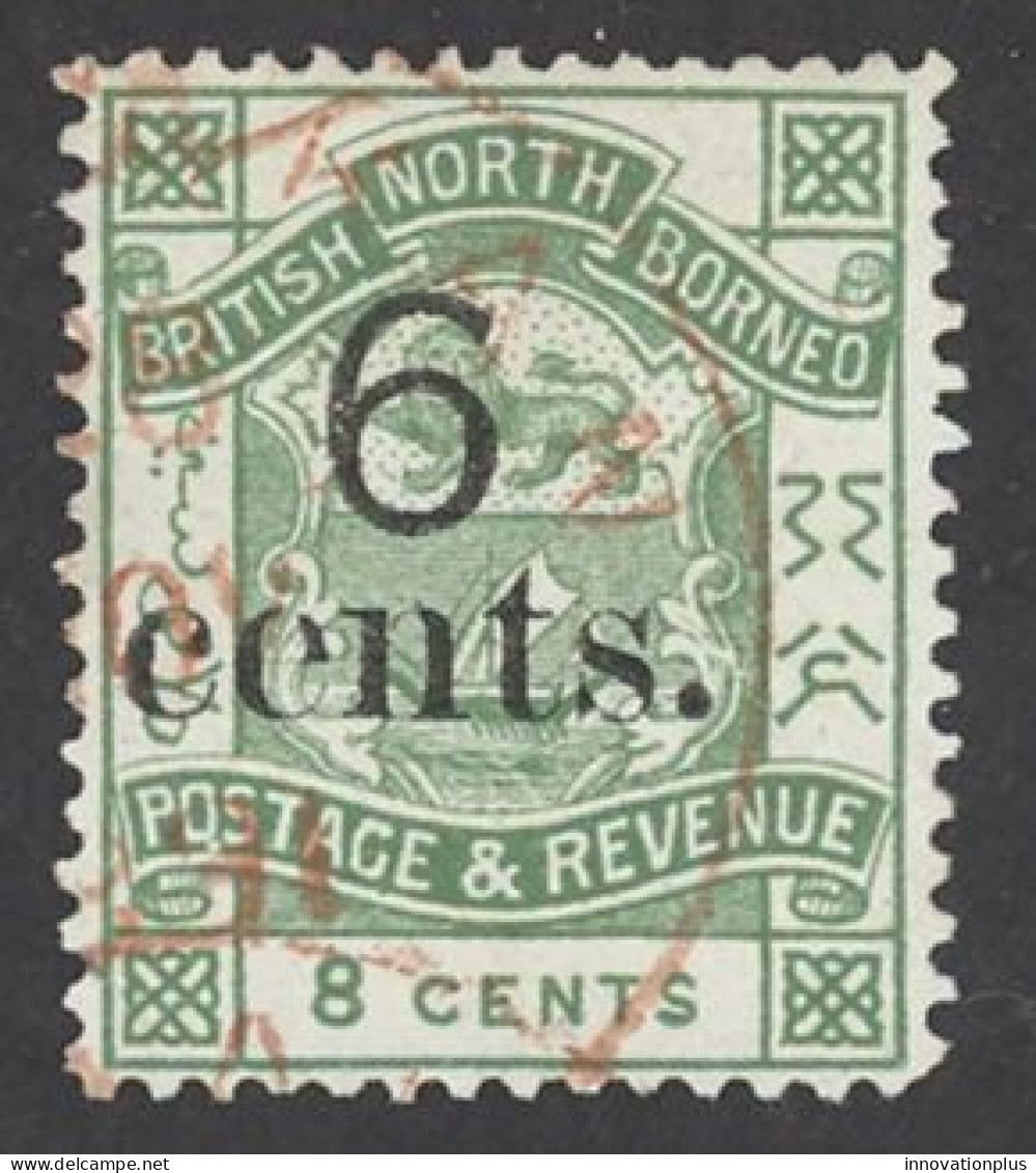 North Borneo Sc# 52 Used 1891-1892 6c On 8c Coat Of Arms - Borneo Septentrional (...-1963)