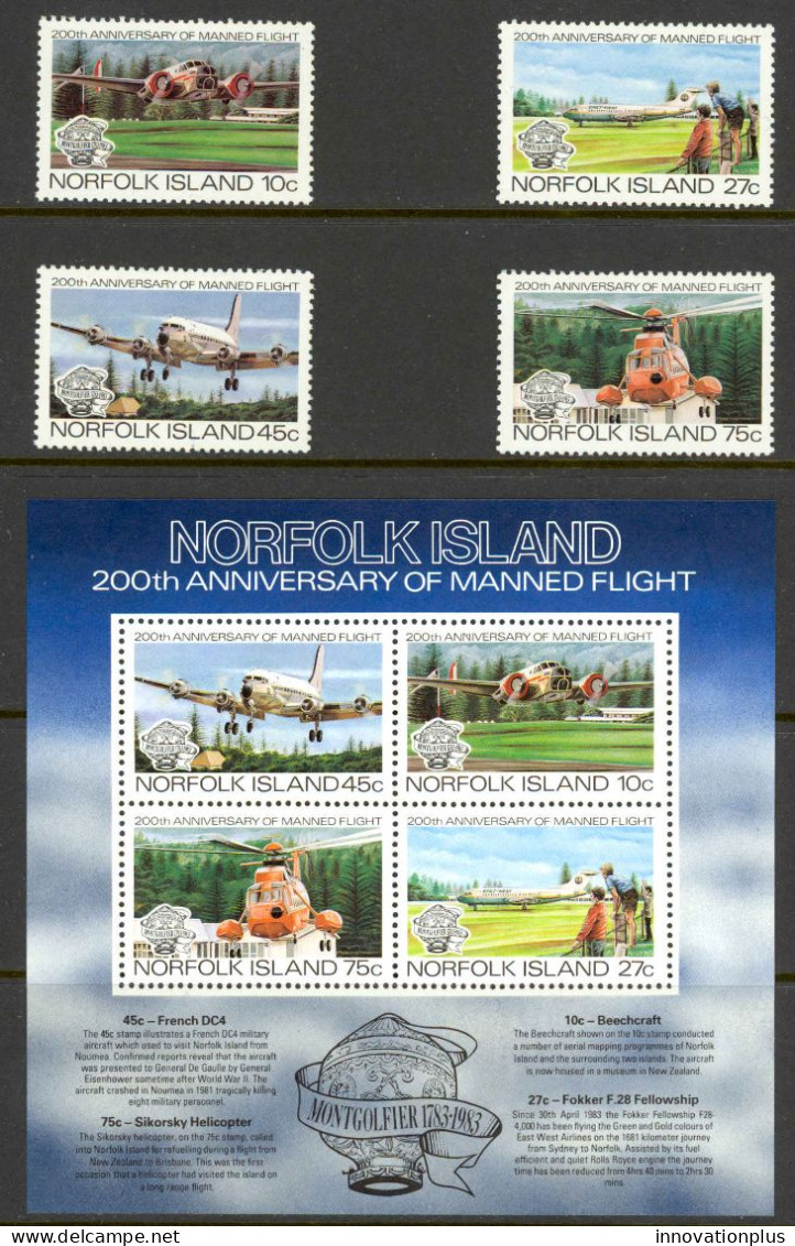 Norfolk Island Sc# 310-313a MNH 1983 Manned Flight - Ile Norfolk