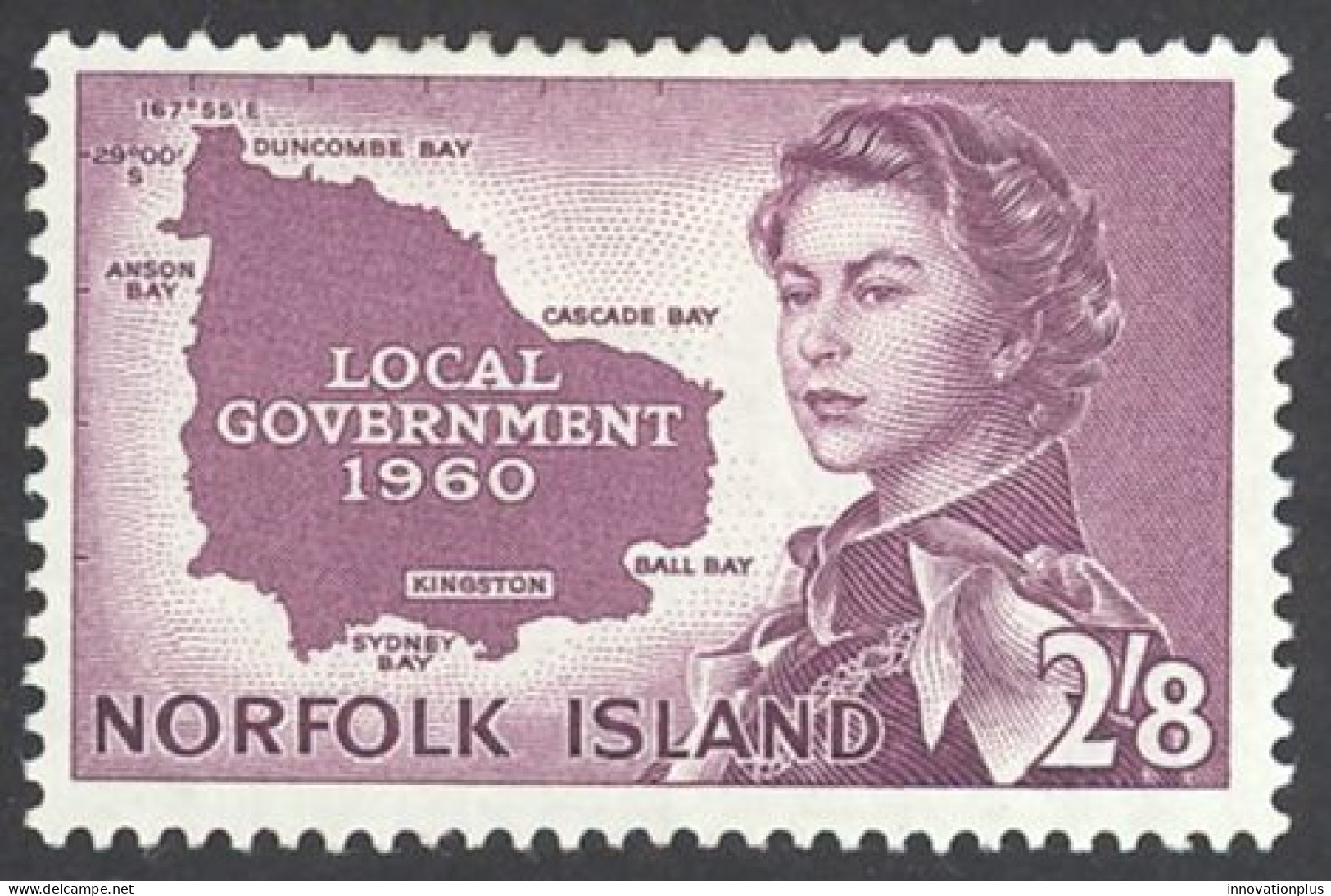 Norfolk Island Sc# 42 MH 1960 Map - Ile Norfolk
