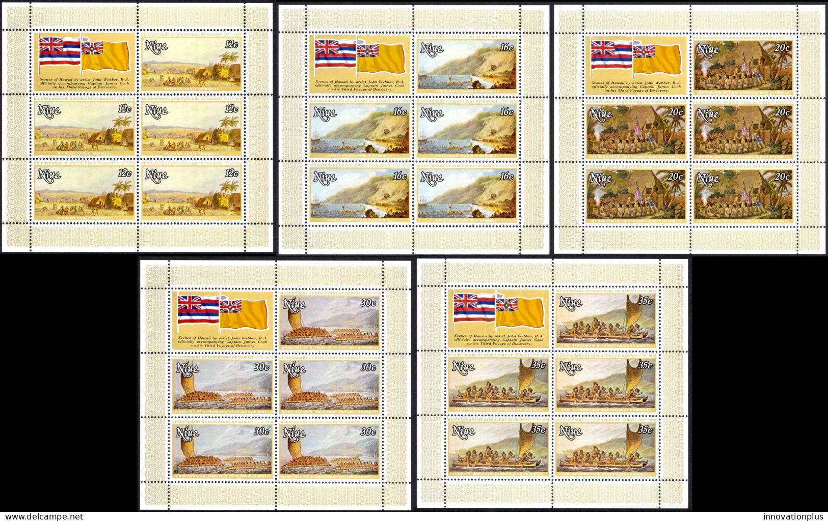 Niue Sc# 214-218 MNH Pane/5 1978 Captain Cook - Niue