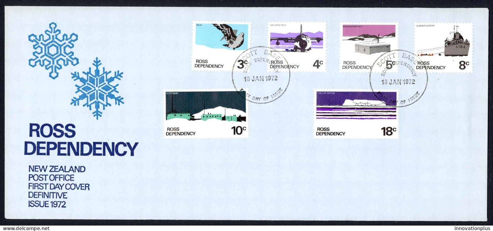 New Zealand Ross Dependency Sc# L9-L14 FDC (b) 1972 Skua, Scott Base - FDC