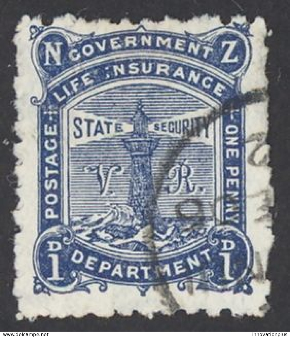 New Zealand Sc# OY12 Used 1906 1p Blue Life Insurance  - Usati