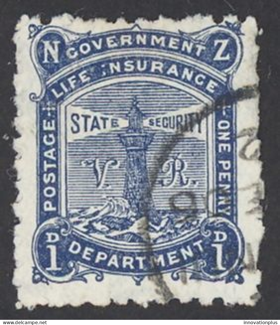 New Zealand Sc# OY12 Used 1906 1p Blue Life Insurance  - Oblitérés