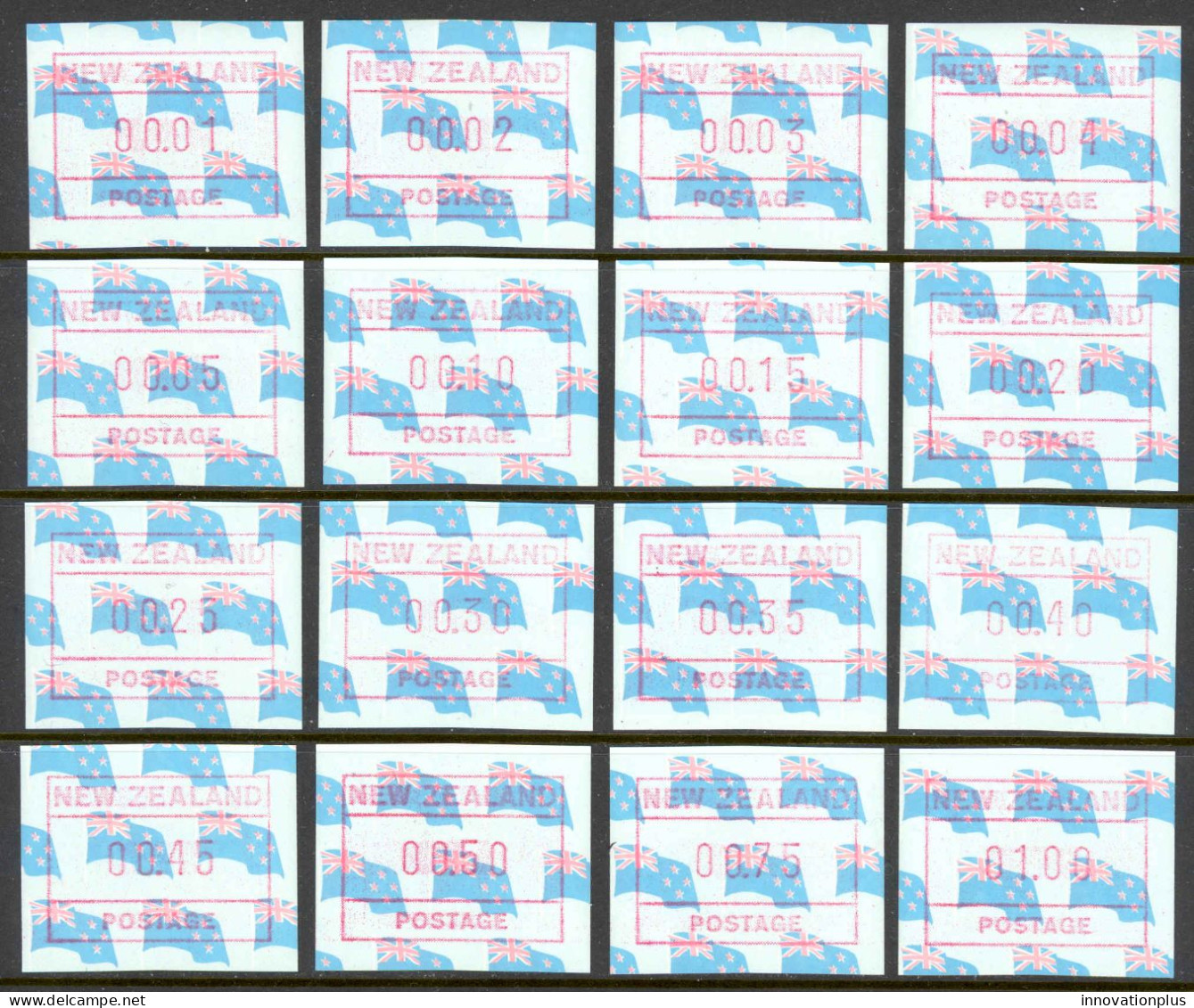 New Zealand MNH Lot/16 1988 1c-$1.00 FRAMA Labels - Automatenmarken [ATM]