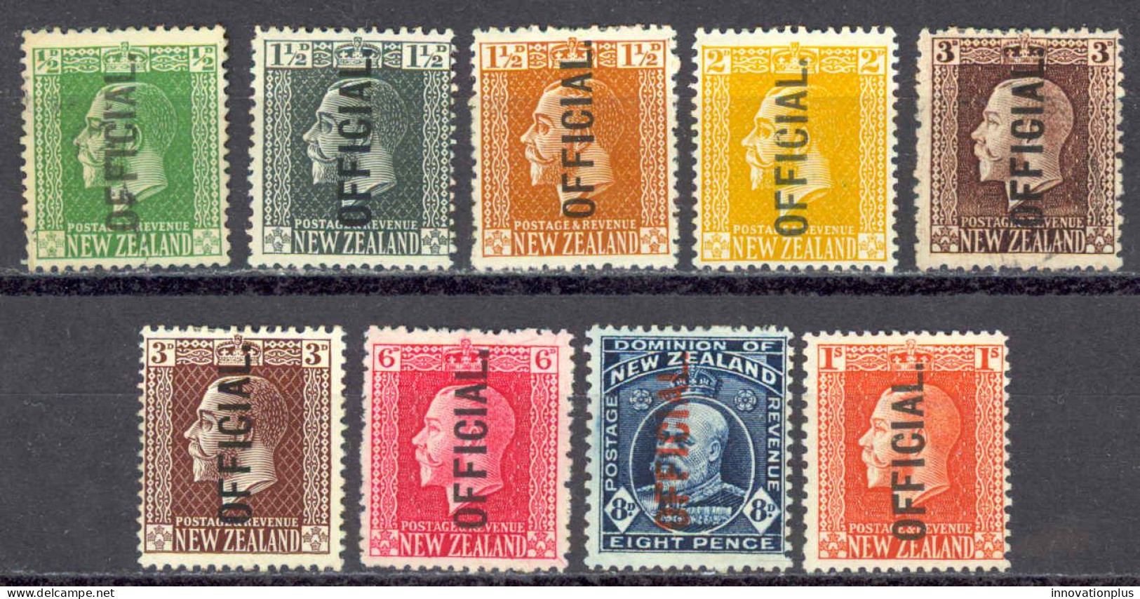 New Zealand Sc# O41-O50 (no O42) MH 1915-1919 Official - Dienstmarken