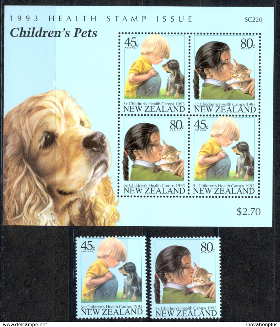 New Zealand Sc# B143-B144a MNH 1993 Children With Animals - Unused Stamps