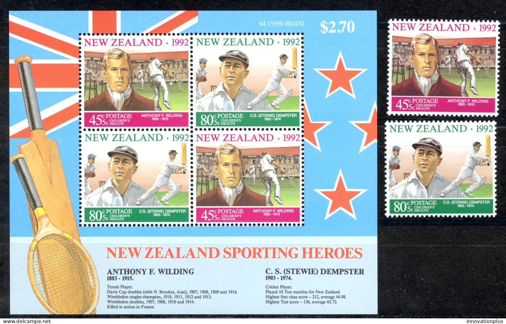 New Zealand Sc# B141-B142a MNH 1992 Athletes - Ungebraucht