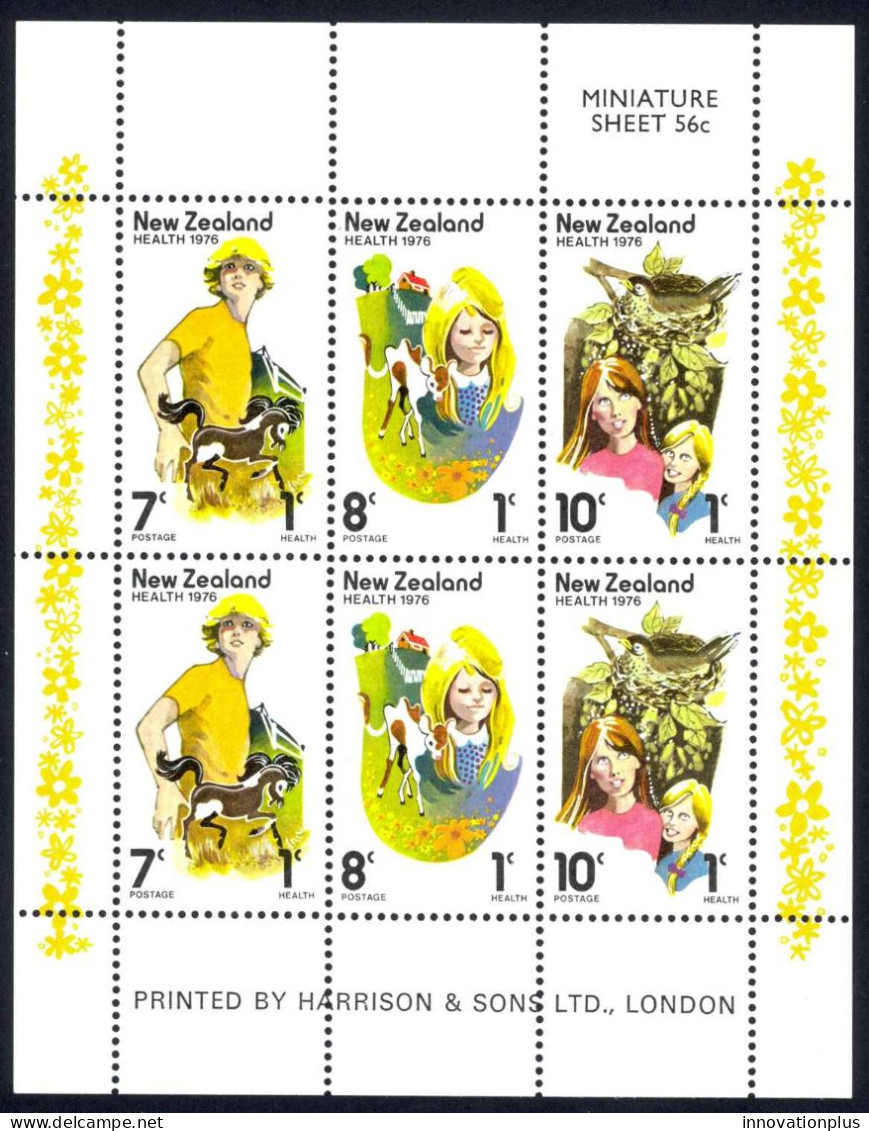 New Zealand Sc# B97a MNH Souvenir Sheet 1976 Children With Animals - Nuevos