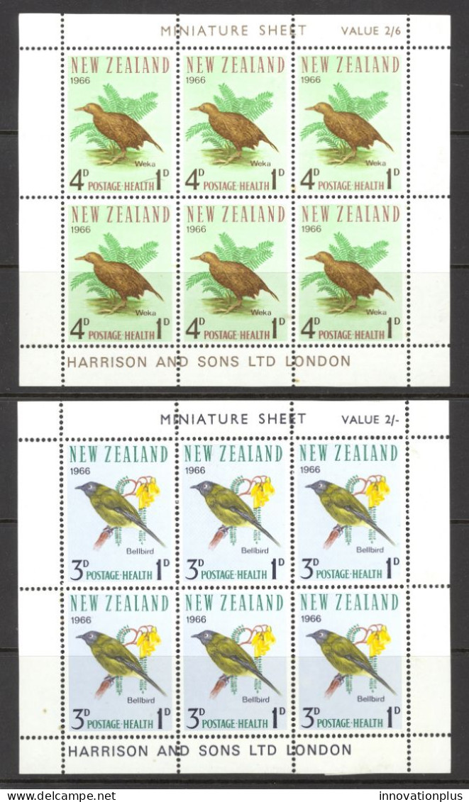 New Zealand Sc# B71a-B72a MNH 1966 Bellbird & Bough Of Kohai Tree - Unused Stamps