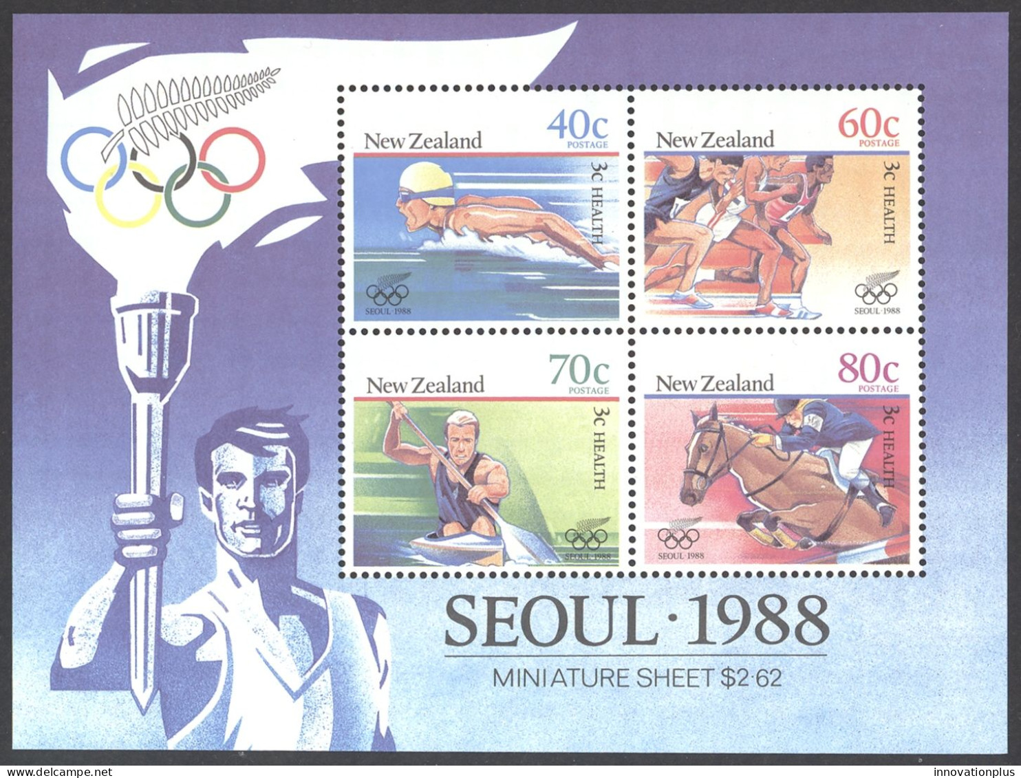 New Zealand Sc# B133a MNH Souvenir Sheet 1988 Summer Olympics - Unused Stamps