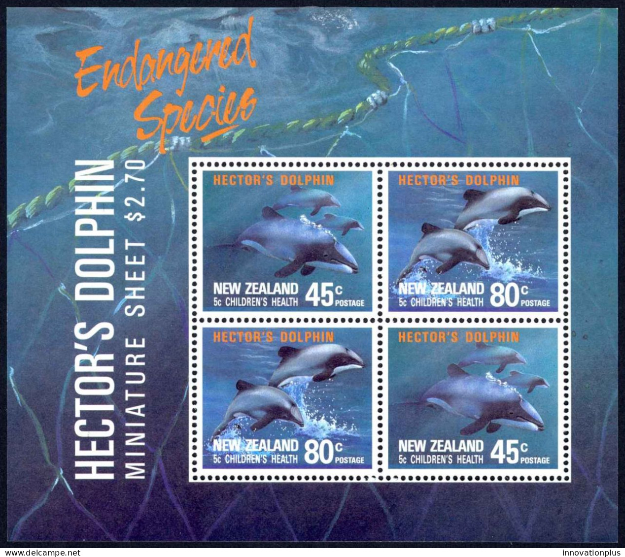 New Zealand Sc# B140a MNH Souvenir Sheet 1991 Hector's Dolphin - Ungebraucht