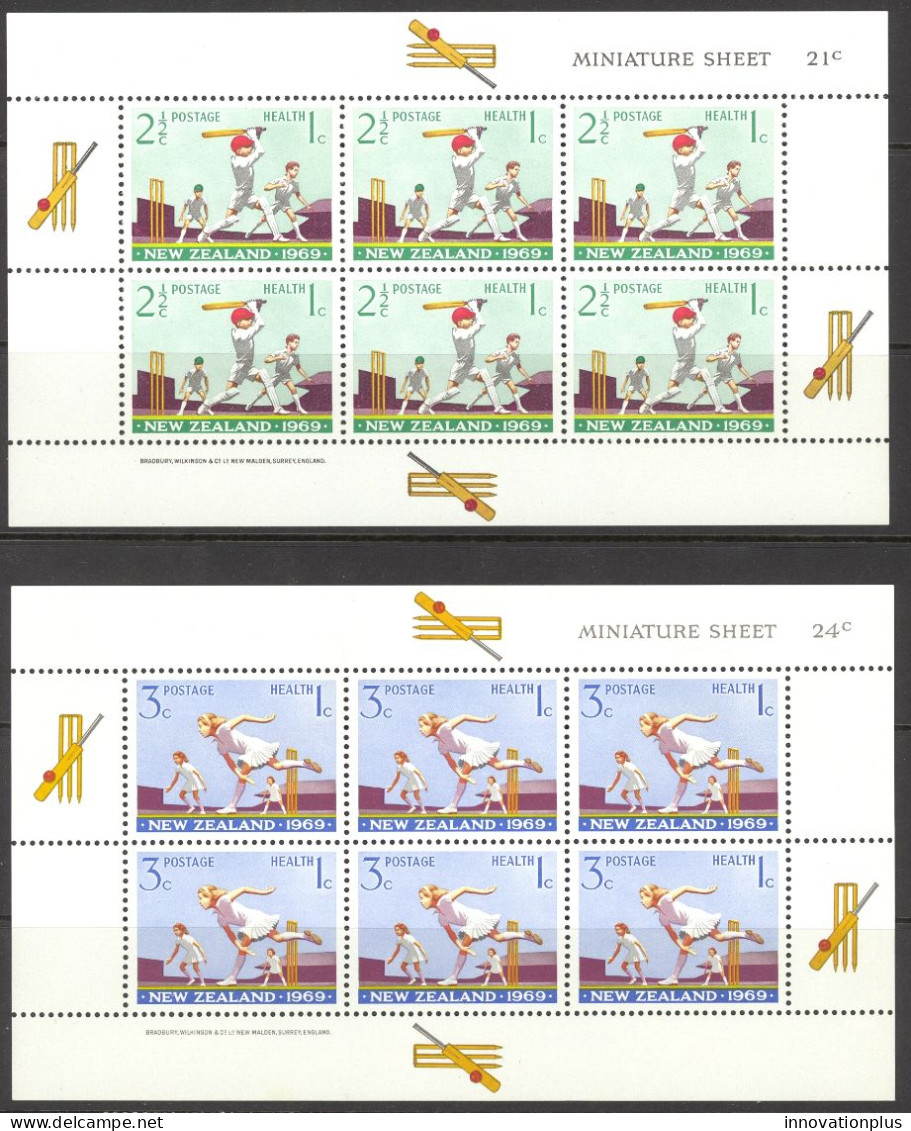 New Zealand Sc# B77a-B78a MNH Miniature Sheets/6 1969 Boys Playing Cricket - Gebruikt