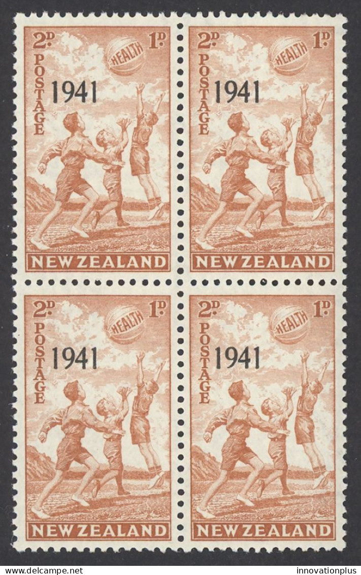 New Zealand Sc# B19 MNH Block/4 1941 2p+1p Overprints Children - Unused Stamps