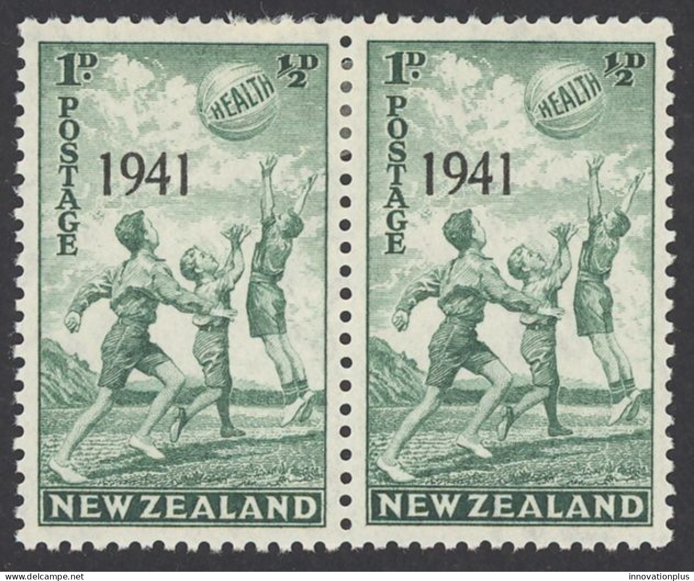 New Zealand Sc# B18 MH Pair 1941 1p+½p Overprints Children - Neufs