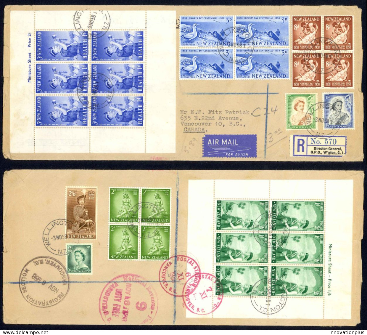 New Zealand Sc# B54a-298B Used Cover (Reg Air Mail) 1958 11.3 Life Brigade Cadet - Gebraucht