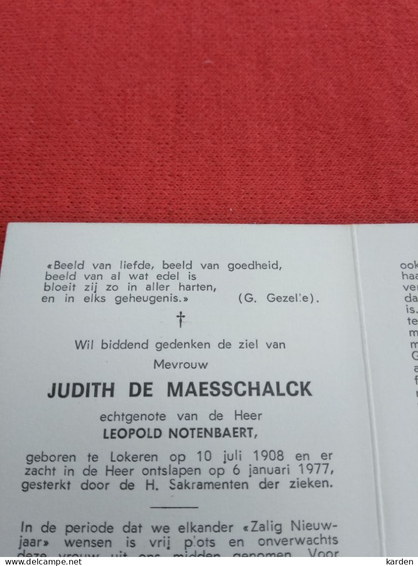 Doodsprentje Judith De Maesschalck / Lokeren 10/7/1908 - 6/1/1977 ( Leopold Notenbaert ) - Religion & Esotericism